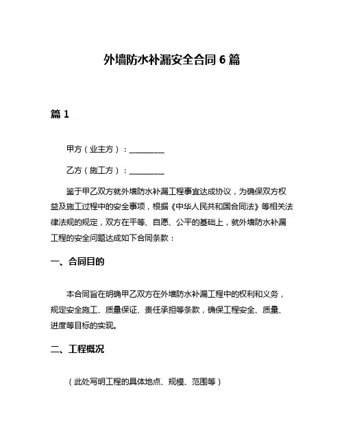 外墙防水补漏安全合同6篇