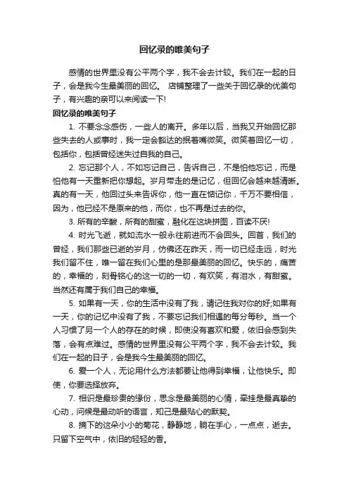 回忆录的唯美句子
