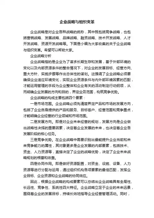 企业战略与组织变革