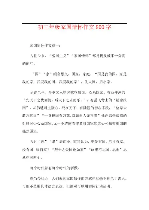 初三年级家国情怀作文800字