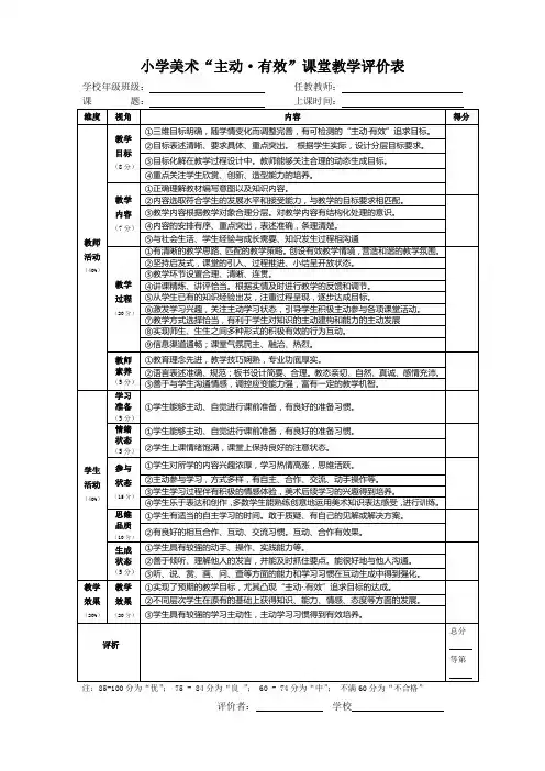 美术评课表