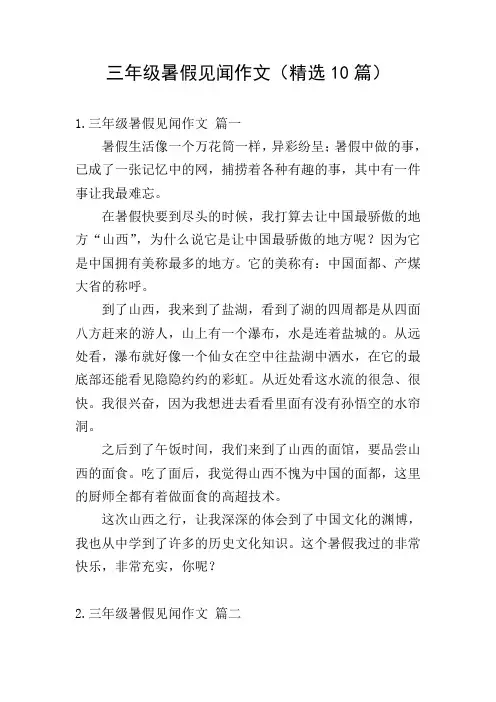 三年级暑假见闻作文(精选10篇)