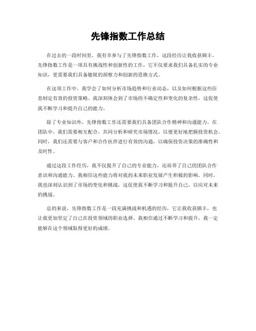 先锋指数工作总结