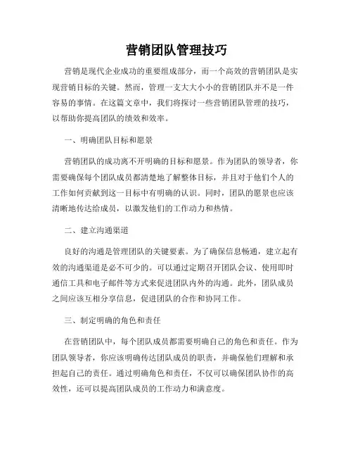 营销团队管理技巧