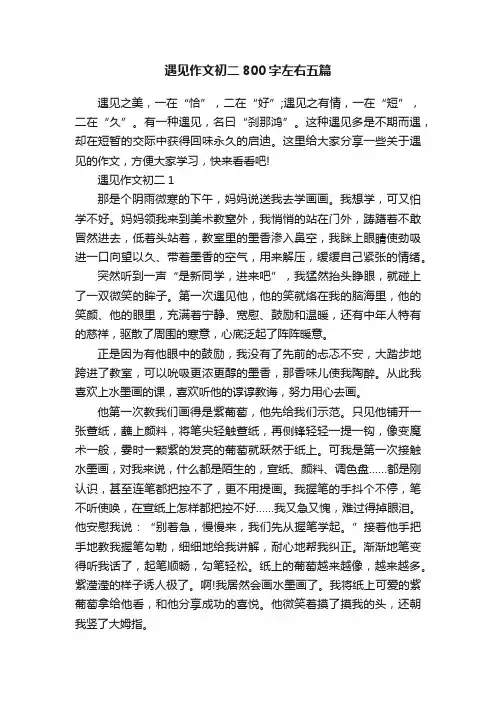 遇见作文初二800字左右五篇