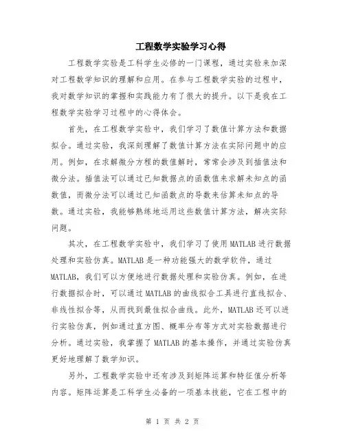 工程数学实验学习心得