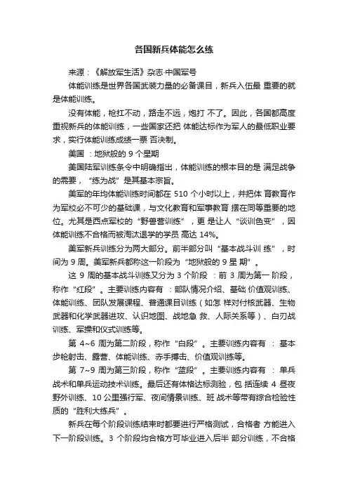 各国新兵体能怎么练