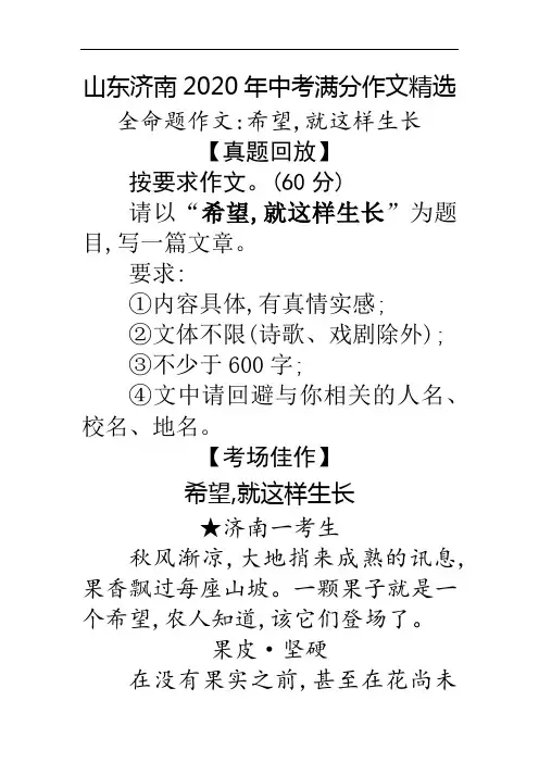 希望,就这样生长(秋风渐凉) 济南2020年中考作文