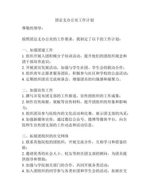 团总支办公室工作计划