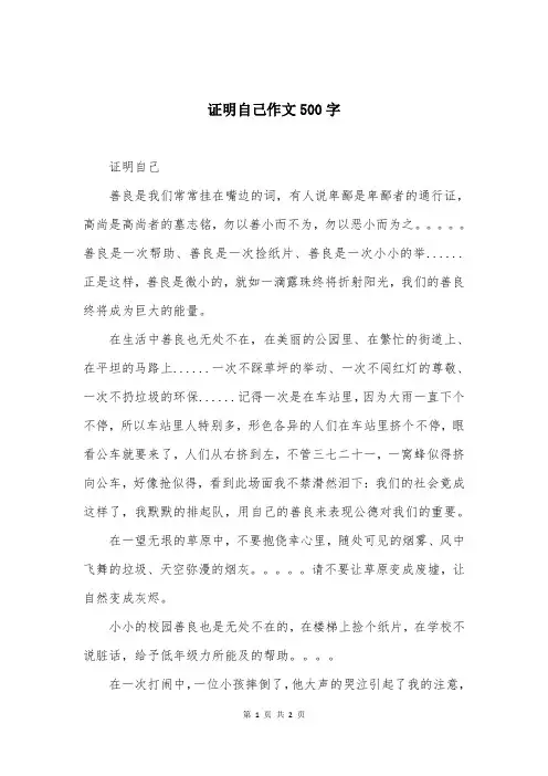 证明自己作文500字