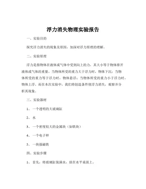 浮力消失物理实验报告