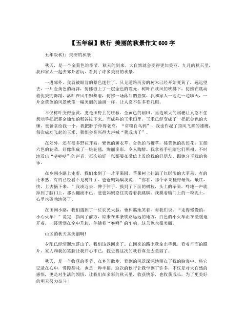 【五年级】秋行 美丽的秋景作文600字