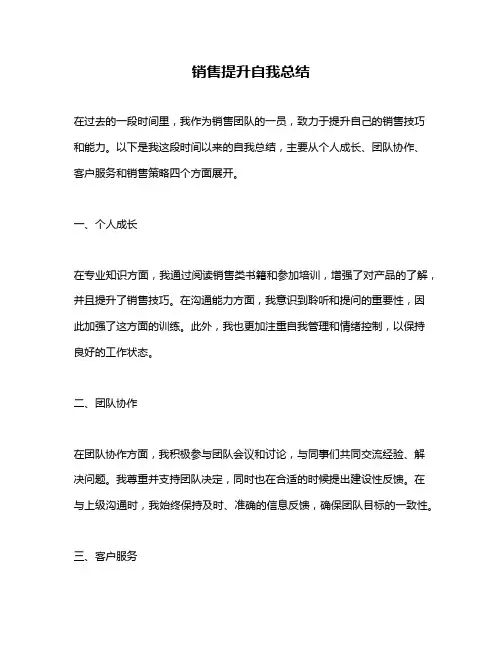销售提升自我总结