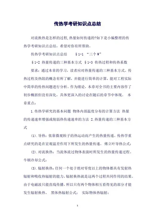 传热学考研知识点总结 (1)