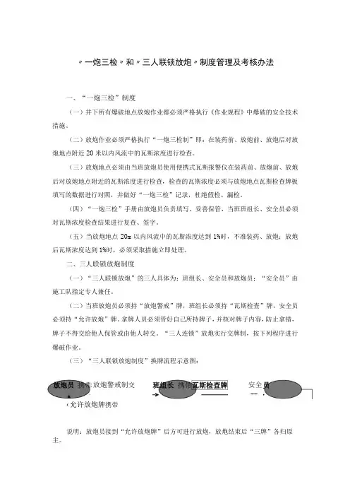 煤矿“一炮三检”和“三人联锁放炮”制度管理及考核办法