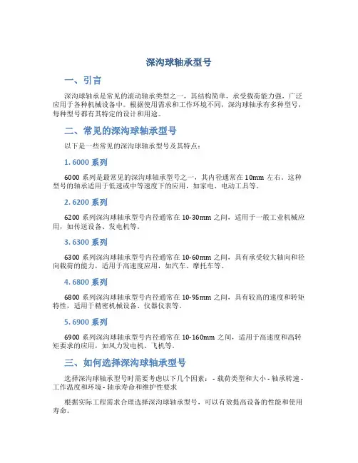 深沟球轴承型号