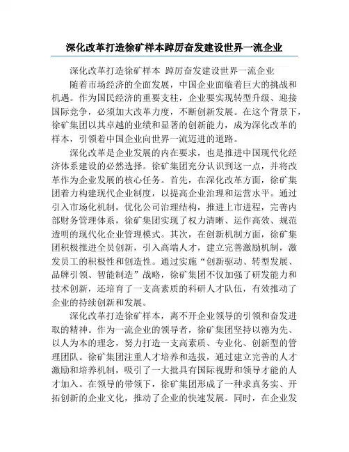 深化改革打造徐矿样本踔厉奋发建设世界一流企业