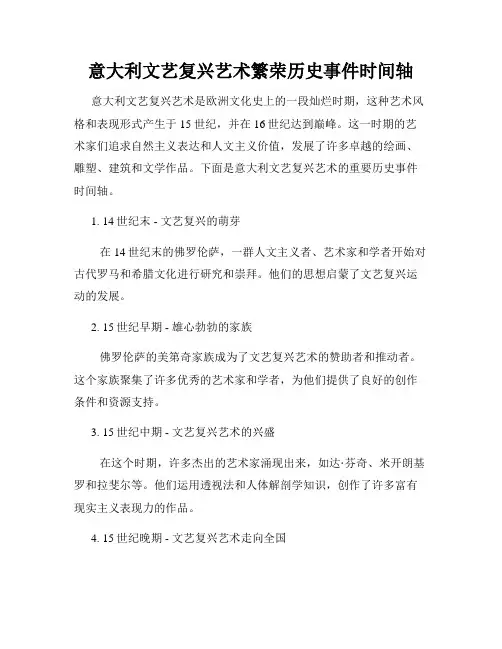 意大利文艺复兴艺术繁荣历史事件时间轴