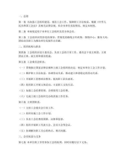 工会管理制度模板