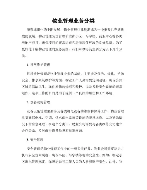 物业管理业务分类