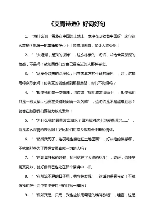 《艾青诗选》好词好句