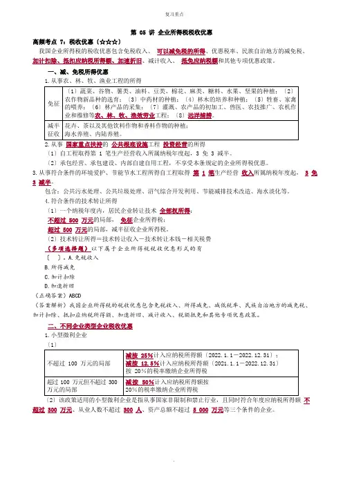 2022年考研重点之企业所得税税收优惠