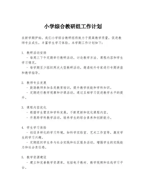 小学综合教研组工作计划