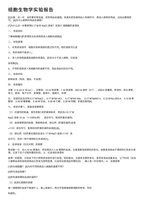 细胞生物学实验报告