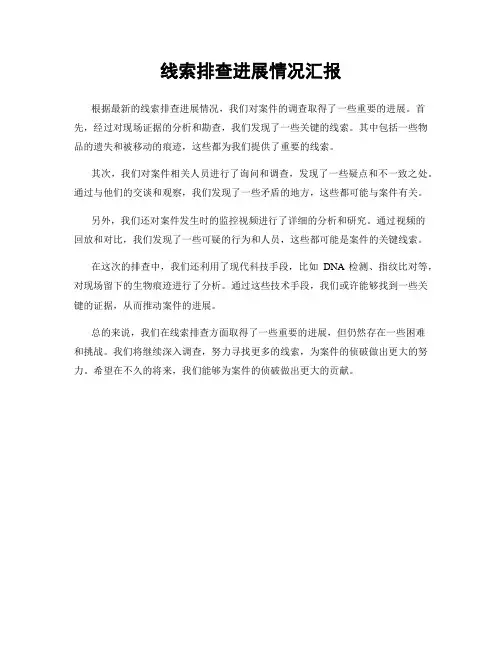 线索排查进展情况汇报