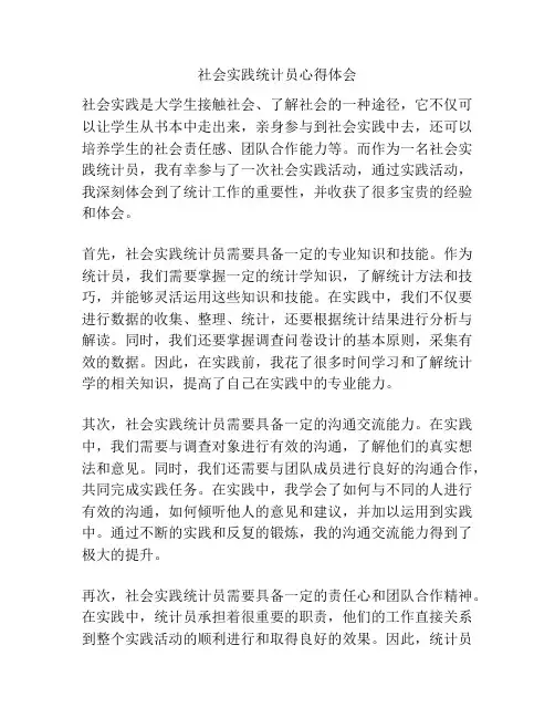 社会实践统计员心得体会
