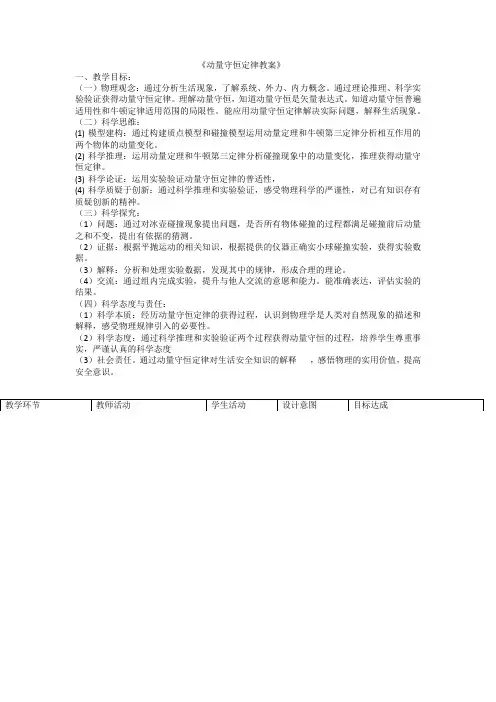 1 3 动量守恒定律 讲义  高中物理人教版(2019)选择性必修第一册 