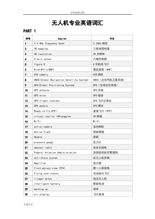 无人机专业英语词汇