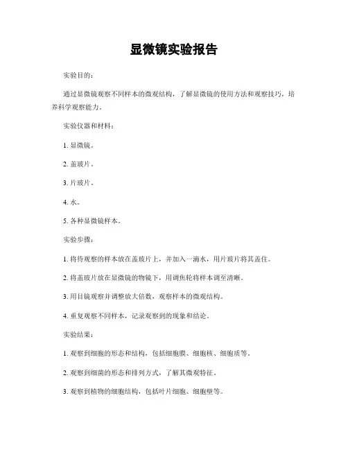 显微镜实验报告