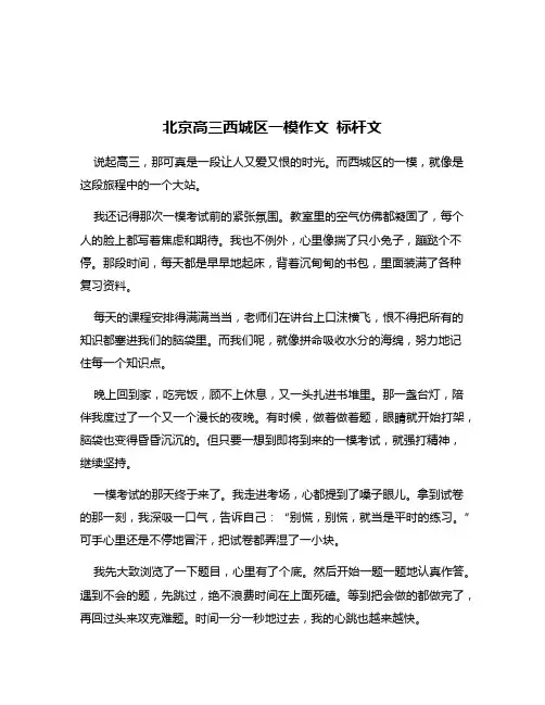 北京高三西城区一模作文 标杆文