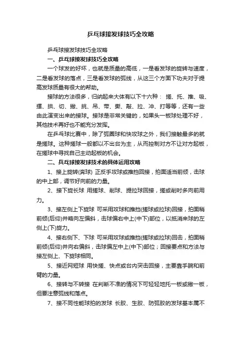 乒乓球接发球技巧全攻略