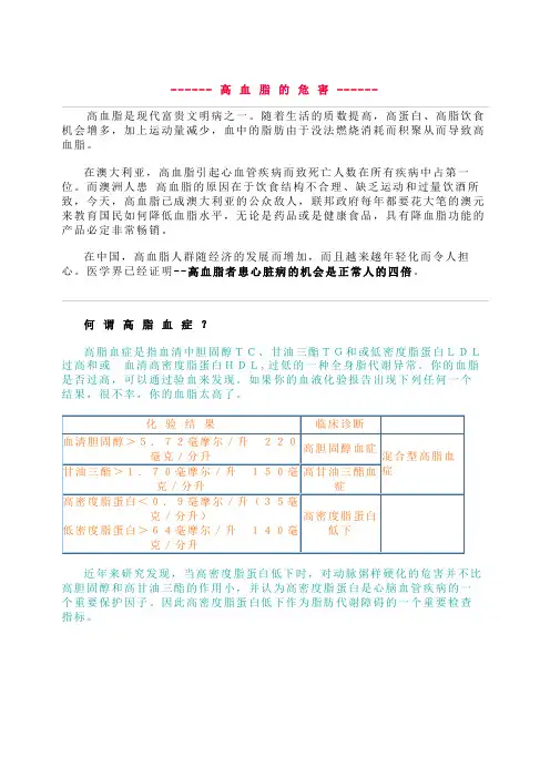 高血脂的危害