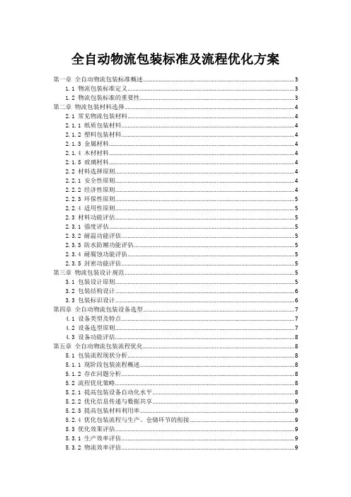 全自动物流包装标准及流程优化方案