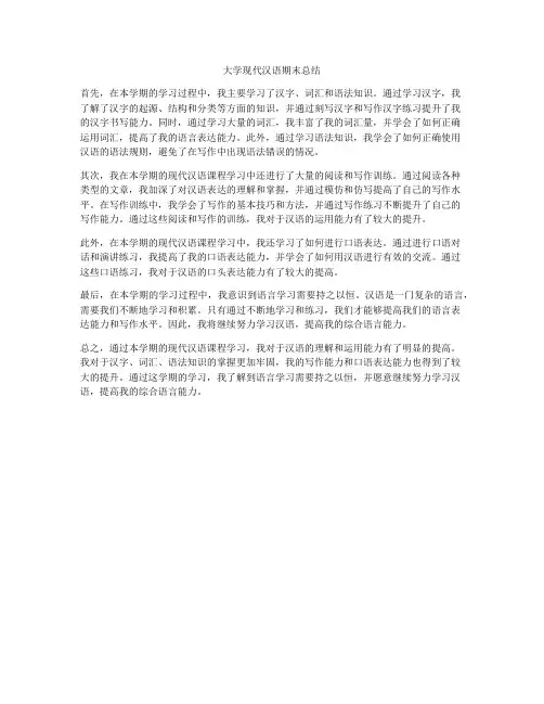 大学现代汉语期末总结