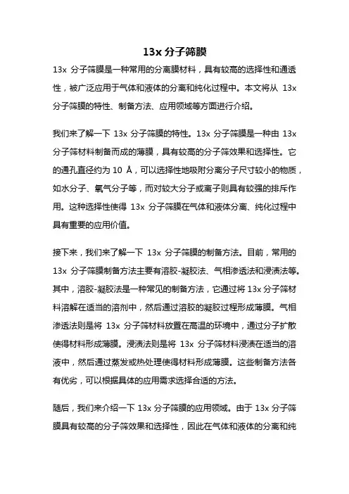 13x分子筛膜