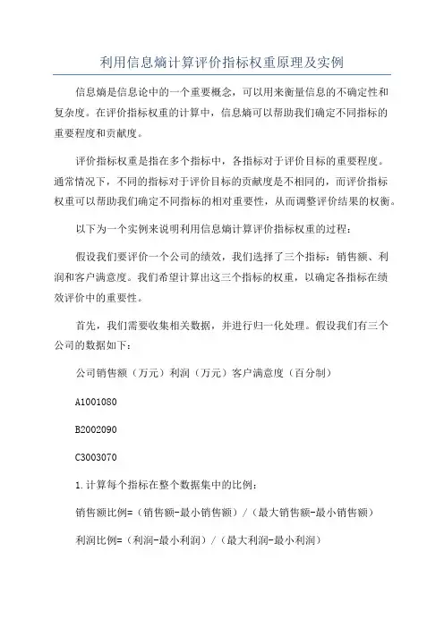 利用信息熵计算评价指标权重原理及实例