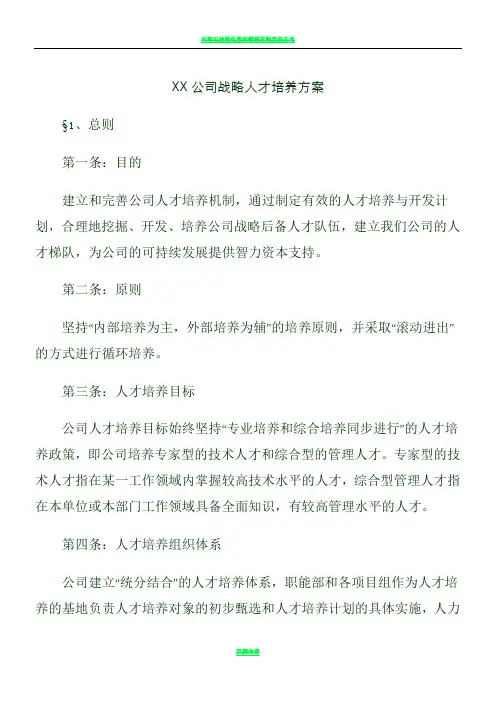 XX公司战略人才培养方案