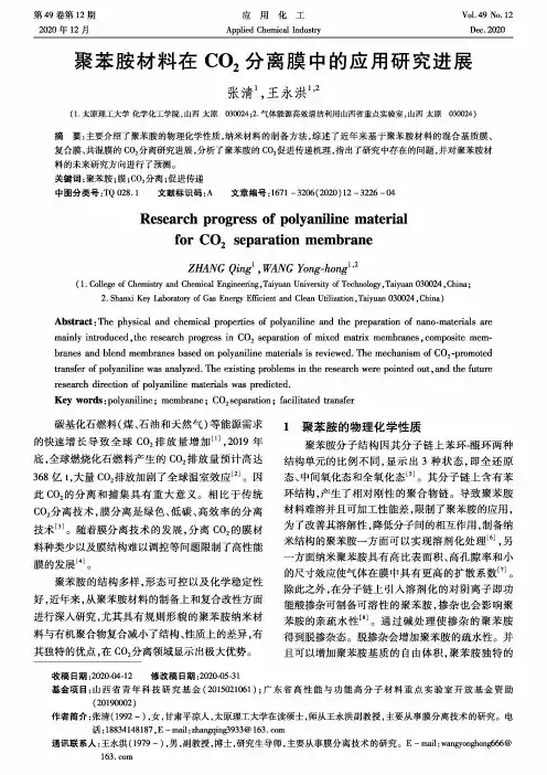 聚苯胺材料在CO2分离膜中的应用研究进展