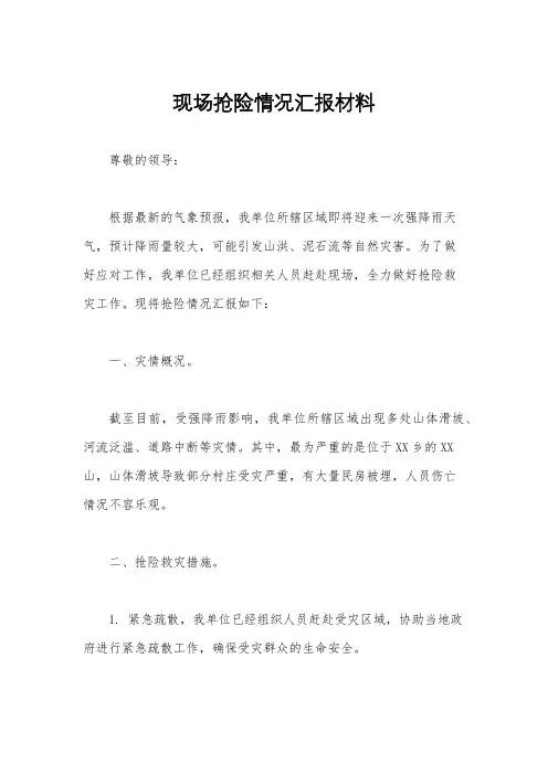 现场抢险情况汇报材料