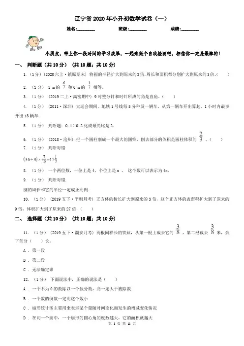 辽宁省2020年小升初数学试卷(一)