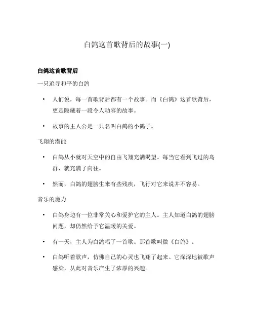 白鸽这首歌背后的故事(一)