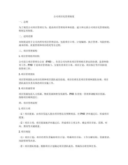 公司项目化管理制度
