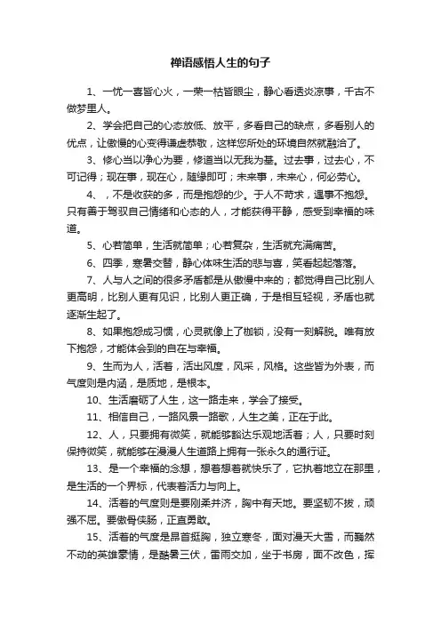 禅语感悟人生的句子