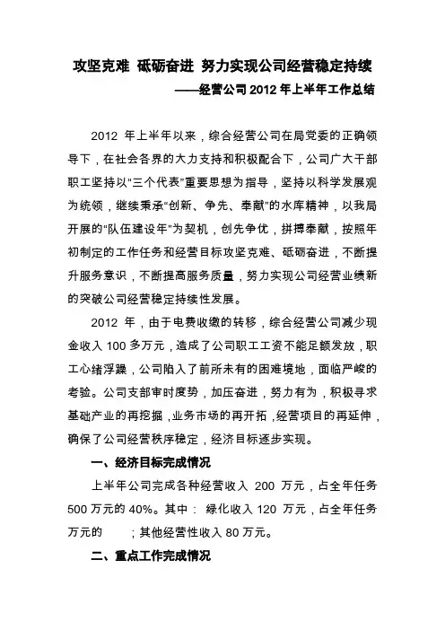 攻坚克难 砥砺奋进 努力实现公司经营新的突破