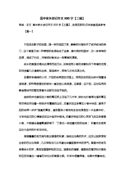 高中家乡游记作文800字【三篇】