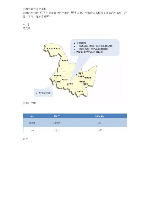 全国汽车主机厂分布及产能表